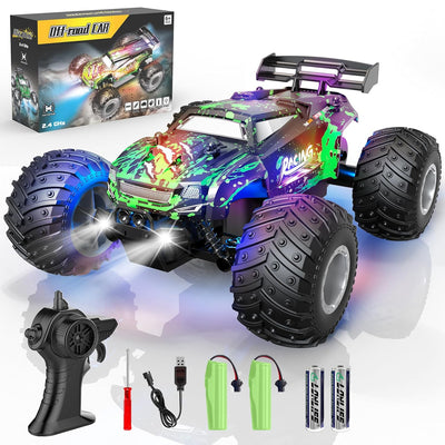 1:18 4WD High-Speed RC Monster Truck, High Speed 25 Km/H Remote Control Car, 2.4Ghz All Terrain Off Road Car with Rechargeable Batteries, Boys, Kids & Adults Gift