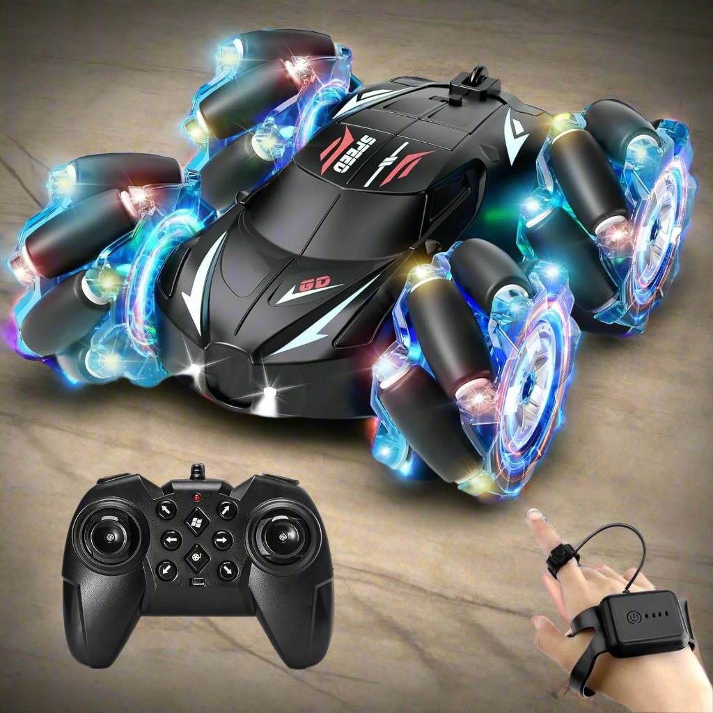 RC Stunt Car,  2.4GHz 4WD Gesture Sensing Remote Control Car, Cool Light and Music,  Double-Sided 360ø Flips RC Cars for Boys Age 6-12 8-12 Birthday Gifts Toy Cars(Color As Per Availability) - Toyigo