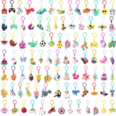 200 Pcs Cute Keychains Bulk Kids Party Favors Keychains Unicorn Keychains Cartoon Keychain for Kids Adults Halloween Birthday Christmas Party Supplies School Gift Keychains (Adorable Style)