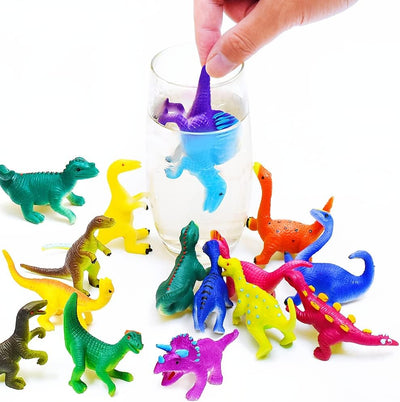 24PCS Dinosaur Toys Animal Figurines,Color Changing Toy,Stretchy and Realistic Animal Playset,for Toddlers 3 Years and Up,for Themed Parties,Easter Eggs Filler,Cake Topper,Classroom Rewards