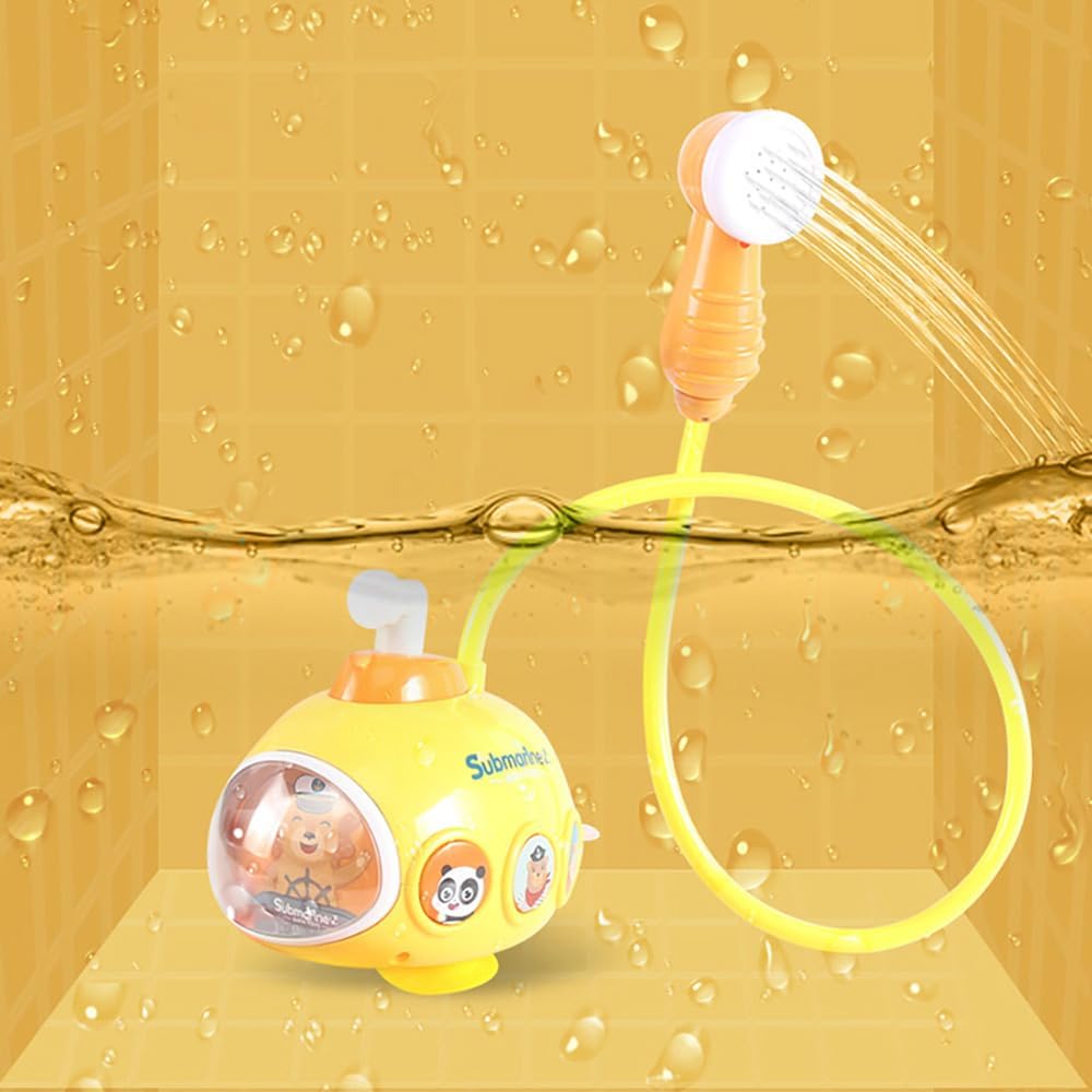 Electric Submarine Shower Sprinkler Toy, Fun Bathtub and Pool Water Pump with Cartoon Pigboat Design