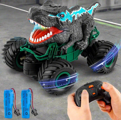 Remote Control Dinosaur Car Toys for Kids Boys, 2.4GHz RC Dinosaur Car Toys with Light, Sound, Spray, Indoor Outdoor All Terrain Rechargeable Electric RC Car, RC Toy Cars Gifts for Boys Kids