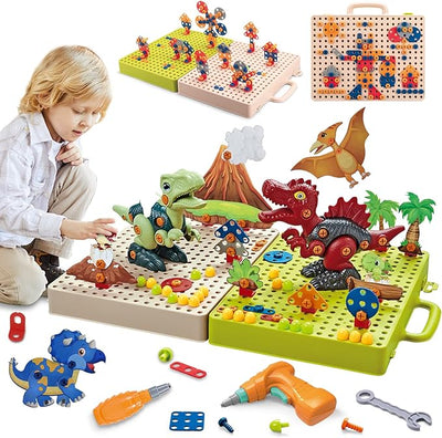 Take Apart Dinosaur Toys for Kids 3-5 5-7,STEM Building Blocks with Electric Drill for Boys & Girls, Ideal Birthday Xmas Gift