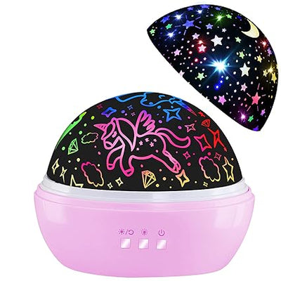 Night Light for Kids, Unicorn Night Light Star Projector Gifts for Kids Toddlers, Night Lights Projector for Baby, Unicorn Lamp Ceiling Lights for Girls Bedroom, Night Light for Kids Bedroom(Light Pink)