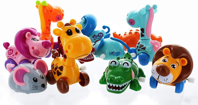 12 Pieces Assorted Zoo Animal Wind Up Toys for Kids Party Favors - Perfect Playing Size for age 3, Kids Toys