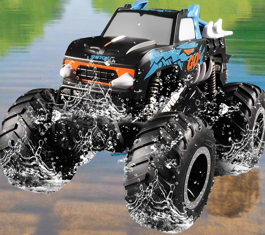 Remote Control Monster Trucks for Boys 8-12, 1:16 Amphibious RC cars for Kids 4-7, Waterproof 4x4 All-Terrain 4WD Off-Road RC Car, Remote Control Amphibious Vehicles for Children, RC Car Gifts for Boys/Girls Age 3-5 - Toyigo