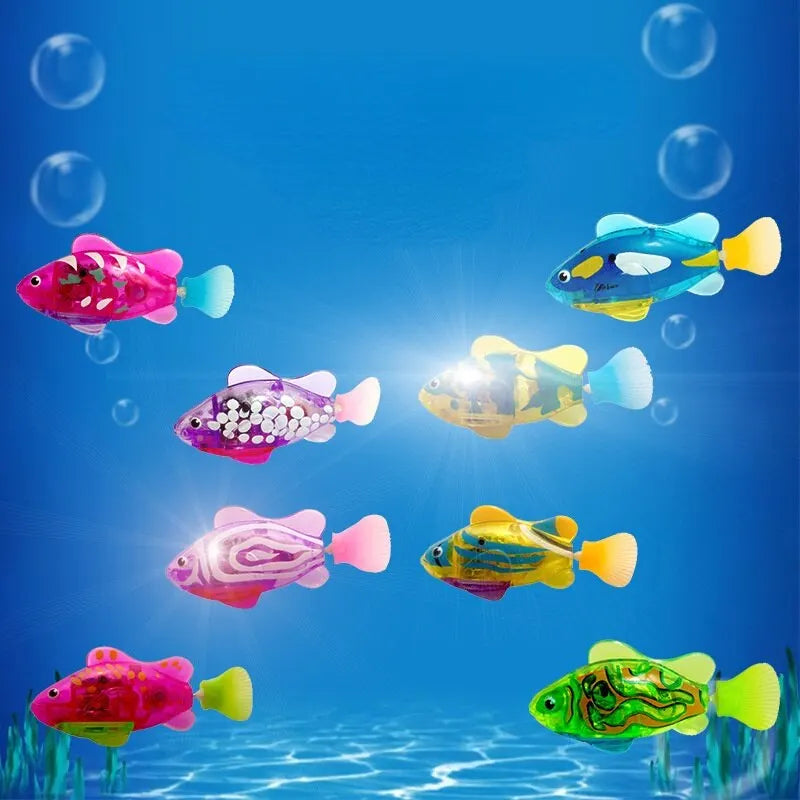 Electric Fish Toy, Summer Bath Toy Pet Cat Toys, Swimming Robot Fish, LED Robot Fish Toy, Funny Cat Fish Toy,  Swimming Robot Fish Bathtub Toys, Birthday Gift for Cat, Toddlers, Boys and Girls - Toyigo