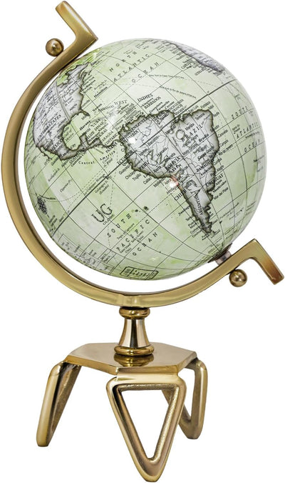 World Globe, Dia 5/8/10 Inch Educational Geographic Globe, Triangle Metal Stand, Decorative Antique Vintage Desktop, Rotating World Map Globe for Classroom, Home, Office Decor