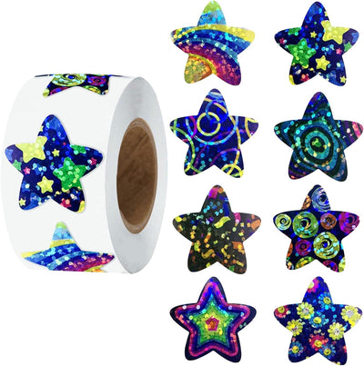 Star Stickers, Star Stickers for Kids Reward, 500Pcs 1Inch Colorful Rainbow Star Stickers Roll, Self-Adhesive Shiny Star Stickers Labels for DIY Crafts Homework School Classroom Teacher Supply