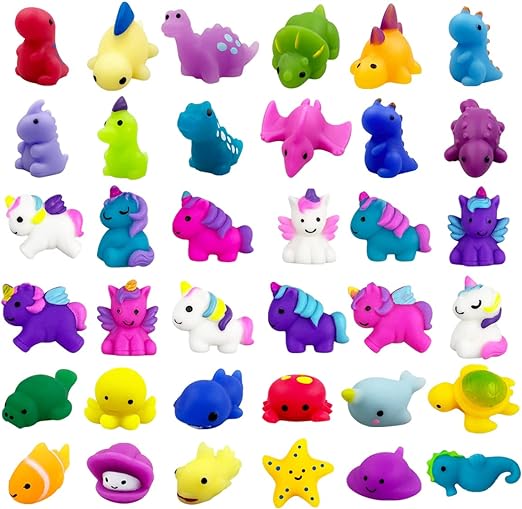 36 PCS Mochi Squishy Toys, Dinosaur Unicorn Sea Animals Stress Relief Toys, for Kids Boys Girls Party Favors Birthday Gifts