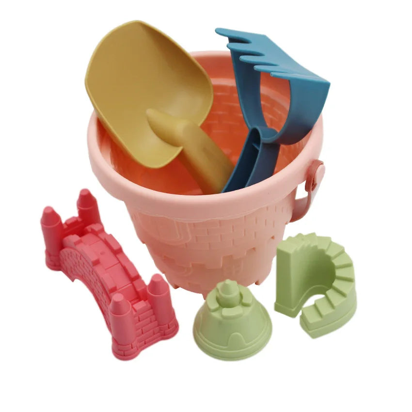 6Pcs Beach Toys, Castle Sand Digging Sets,  Sand Scoop Summer Toys, Beach Toys Sand Box, Children's Castle Sand Toys, Kids Outdoor Baby Educational Interactive Gift Sets - Toyigo