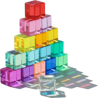 Rainbow Crystal Acrylic Cubes, Children Learning Color Light Shadow Toy, Stacking Gem Blocks Sensory Building Blocks for Kids(16PCS)?