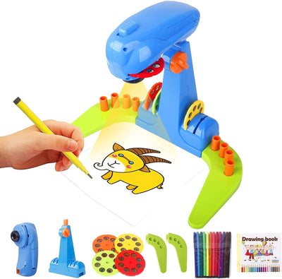 Kids Projection Drawing Sketcher, Intelligent Drawing Projector Machine with 32cartoon patters and 12color Brushes, Adjustable Drawing Pattern Size Smart Art Sketcher Children Learn to Draw and Sketch