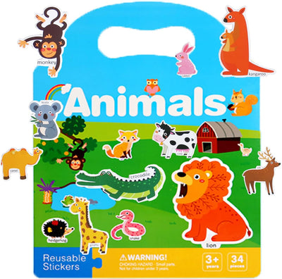 Reusable Sticker Books for Toddlers 2-4 Years, Animals Themed Sticker for Kids 1-3, Easter Gifts for Kids Toddler Boys Girls Travel Toys