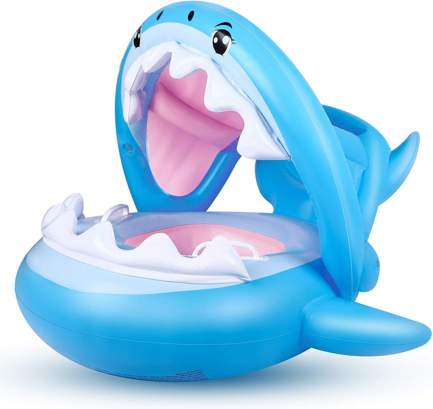 Baby Float Swimming Pool, Toddler Floaties with Inflatable Canopy Shark Infant Pool Float Aged 6-36 Months for Kids