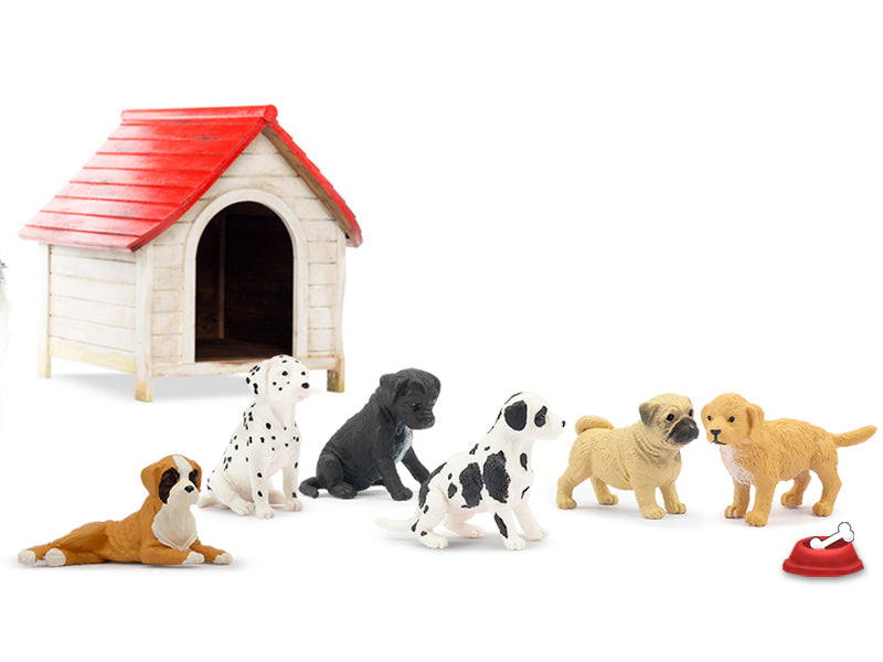 12PCS Mini Dog Figurines Playset, Realistic Detailed Plastic Puppy Figures, Hand Painted Emulational Tiny Dogs Animals Toy Set, Cake Toppers Christmas Birthday Gift for Kids Toddlers