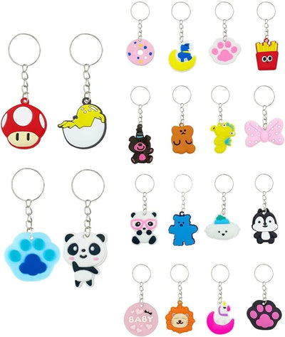 Cartoon Keychain for Kids Party Favors, Mini Cute Keyring for Classroom Prizes, 100pcs Birthday Christmas Party Favors Gift, Goodie Bag Stuffers Supplies, 20 Colors