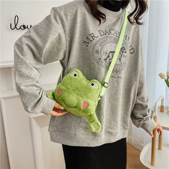 Cute Bunny Crossbody Bag, Cartoon Plush Frog Backpack, Kawaii Fluffy Plush Frog  Lovely Lolita Girl Handbag for kids Teenagers Wallets Bunny Backpack - Toyigo