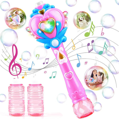 Toys for Girls: Princess Toy Bubble Wand, Birthday Gifts for 3 4 5 6 7 8 Years Old Girl, Bubbles Machine Fairy Wands for Kids Light Up with Bubble Solution, Toddler Girl Toys Age 4-5