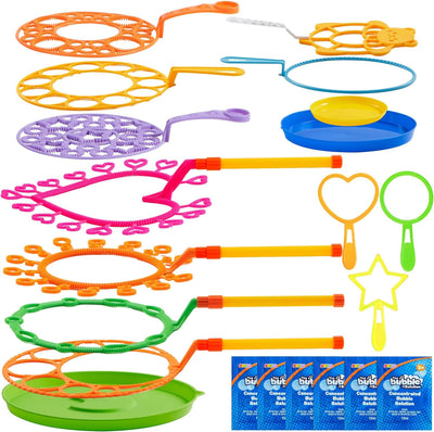 Big Bubble Wands Set with with Tray, 21" Giant Bubble Wands Bulk for Kids, Summer, Outdoor Play Period & Birthday Party & Games, 6 Pcs Bubble Solution Suitable, Suitable for All Age People