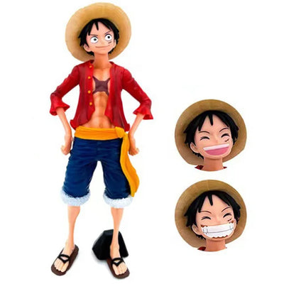 Anime Action Figures, One Piece Anime Figure, Face Changing Doll Toys, Confident Smiley Luff figurine, 3 Different Faces Collectible Anime Figurine, 28cm anime figure - Toyigo