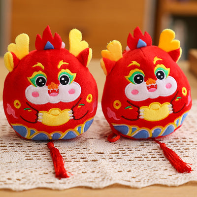 Longteng Shengshi Dragon Mascot Pendant, Plush Toy Doll for New Year, Cartoon Dragon Decoration