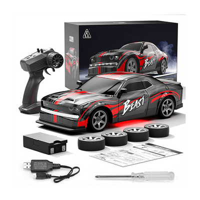 Toys High Speed Sport RC Car Racing Vehicle – 1/16 Scale, 2.4GHz On-Road 4WD Drift Car with LED Lights, Dual Tires, and Rechargeable Batteries