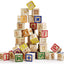 Wooden ABC Blocks 40PCS Stacking Blocks Baby Alphabet Letters, Counting, Building Block Set with Mesh Bag for Toddlers