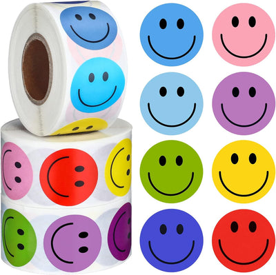 1500 Happy Smile Face Stickers, Small Happy Face Decals, Mini Motivational Stickers, Colorful Incentive Stickers, Behavior Chart Stickers for Student