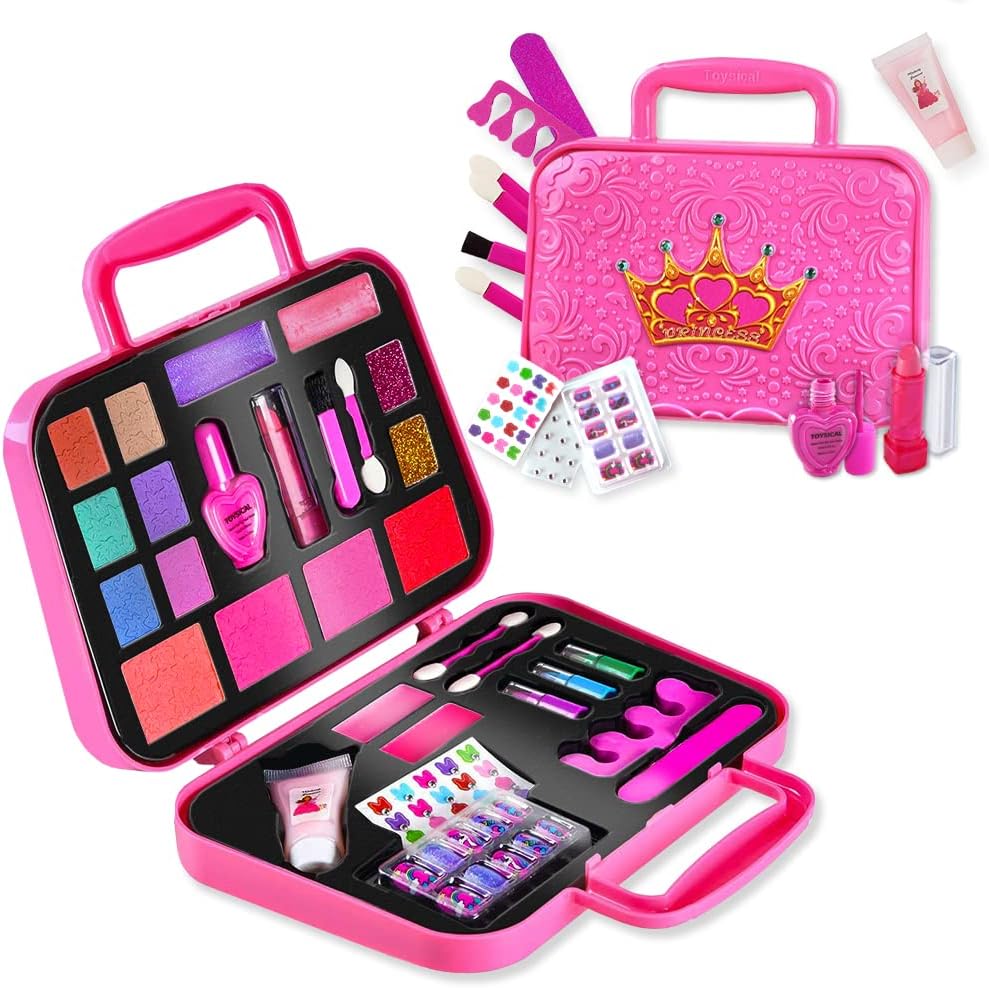 Kids Makeup Kit for Girl - Real, Non Toxic Makeup for Kids kit with Remover, Washable Toddler Makeup Kit, Princess Birthday Gift Pretend Play Makeup for Ages 3 4 5 6 7 8 9 10 Years Old