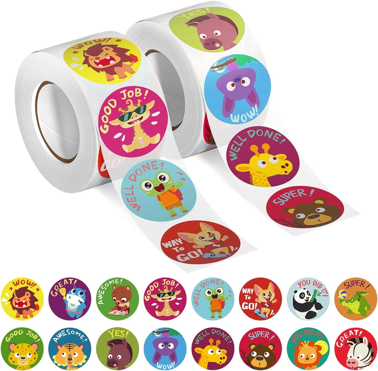 1000 PCS Incentive Stickers, 1 Inch Animal Reward Stickers in 16 Designs, Teacher Supplies for Classroom, Potty Training Stickers, Encouraging Stickers, Motivational Stickers for Kids