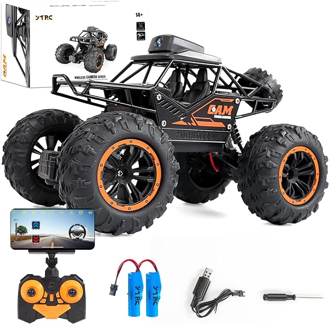 RC Car, Remote Control Car with Camera Wi Fi 720P HD FPV Camera, 2.4Ghz 1/18 Scale Off-Road Remote Control Truck Monster Trucks for Kids - Toyigo