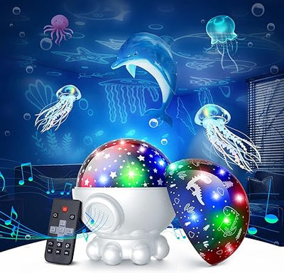 Night Light Projector, Night Light for Kids Room with Remote and Timer, 360ø Rotation, 3 Projection Films, 17 Light Modes, 9 Lullaby Songs, Kids Night Light, Birthday Christmas Gifts for Boys Girls