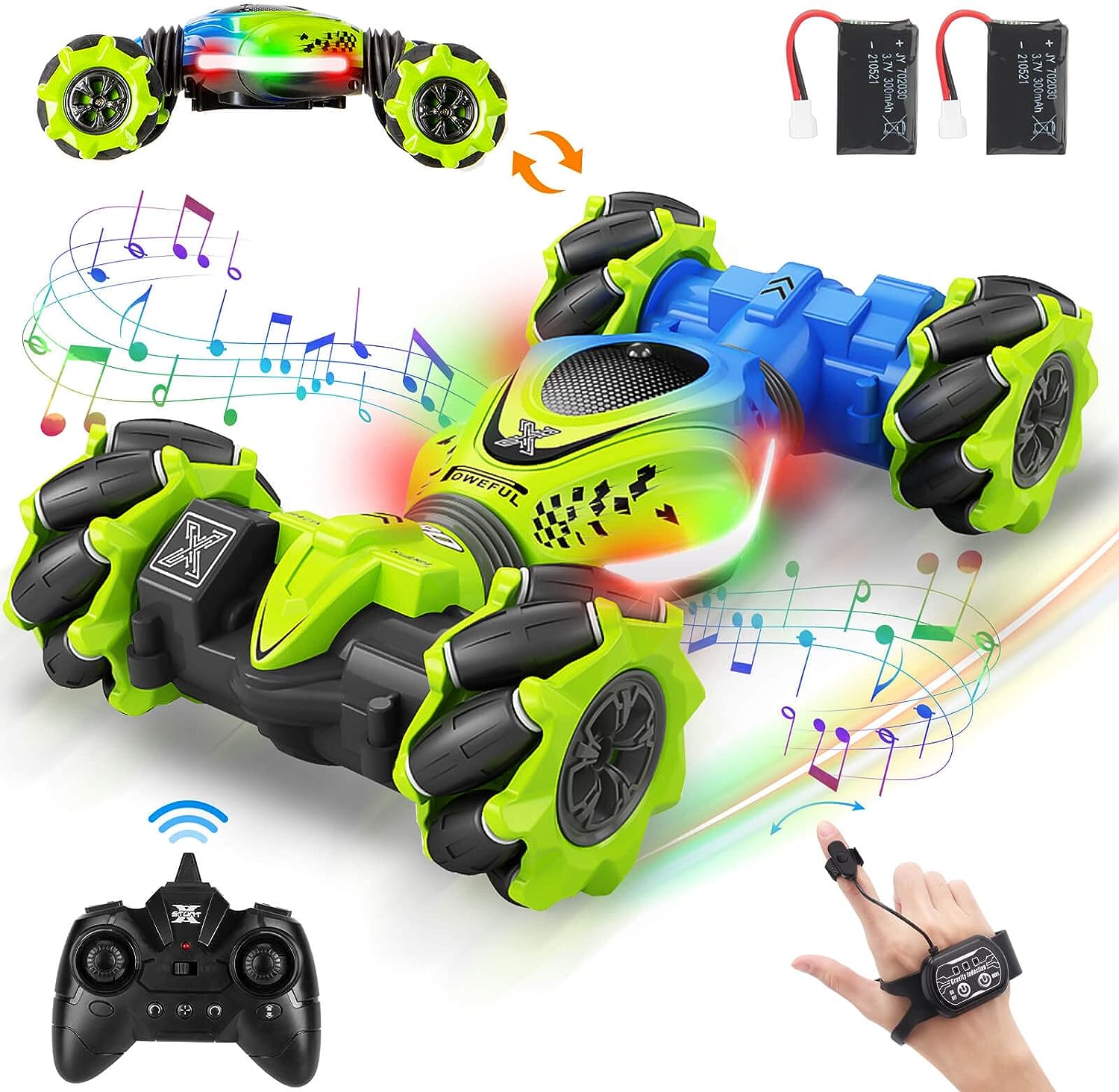 RC Stunt Car, 2.4GHz 4WD Gesture Sensing RC Stunt Car, Drift Hand Controlled Remote Control Twist Cars,  Offroad 360ø Rotation with Lights Music for 6-12 yr Boys Girls Birthday Gifts - Toyigo