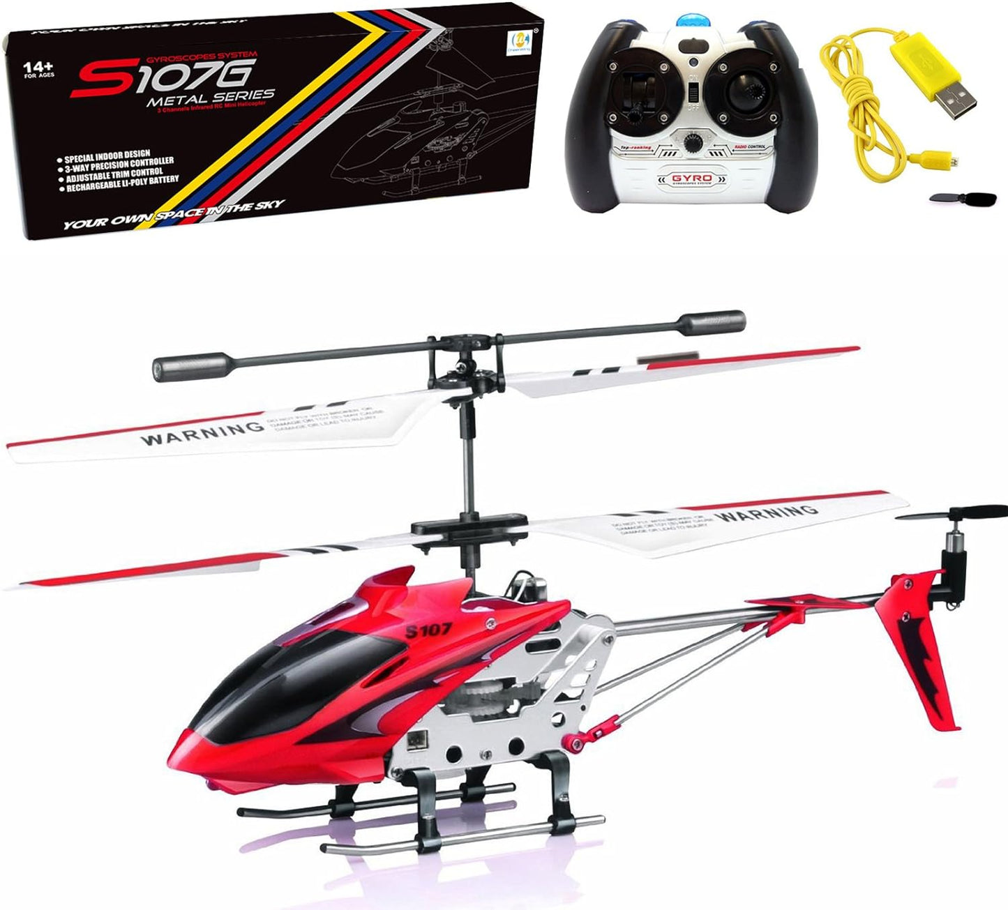 RC Helicopter, Cheerwing S107/S107G, Phantom 3CH 3.5 Channel Mini RC Helicopter, RC Helicopter with Gyro Crimson, Red - Toyigo