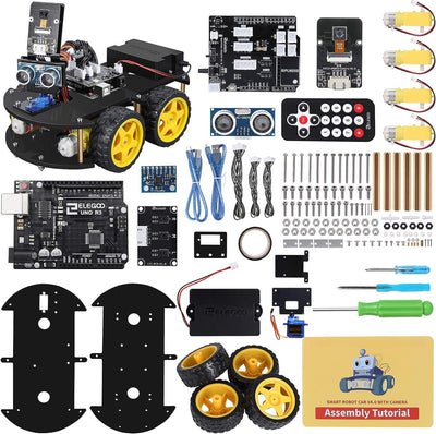 UNO R3 Smart Robot Car Kit v4, Owl Smart Robot Car Kit, Compatible with Arduino, Ultrasonic Sensor, STEM Toys Electronic Building Kit,  Science | Coding | Programming Set, Gifts for Kids, Adults