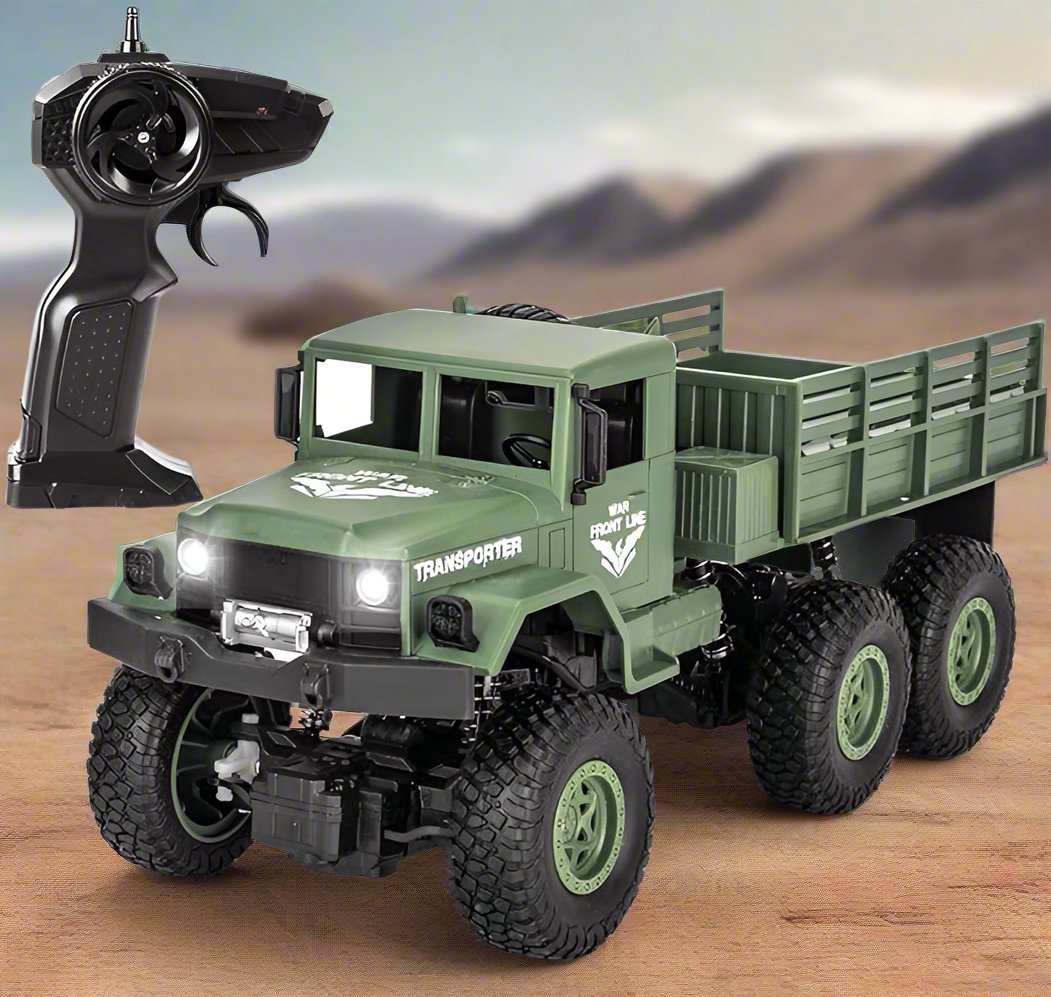 RC Military Truck, JJRC Q69 Off-Road Remote Control Car, 50 Minutes Playing Time, 2.4Ghz 4WD 1:18 Scale Toy Vehicle for Kids - Toyigo