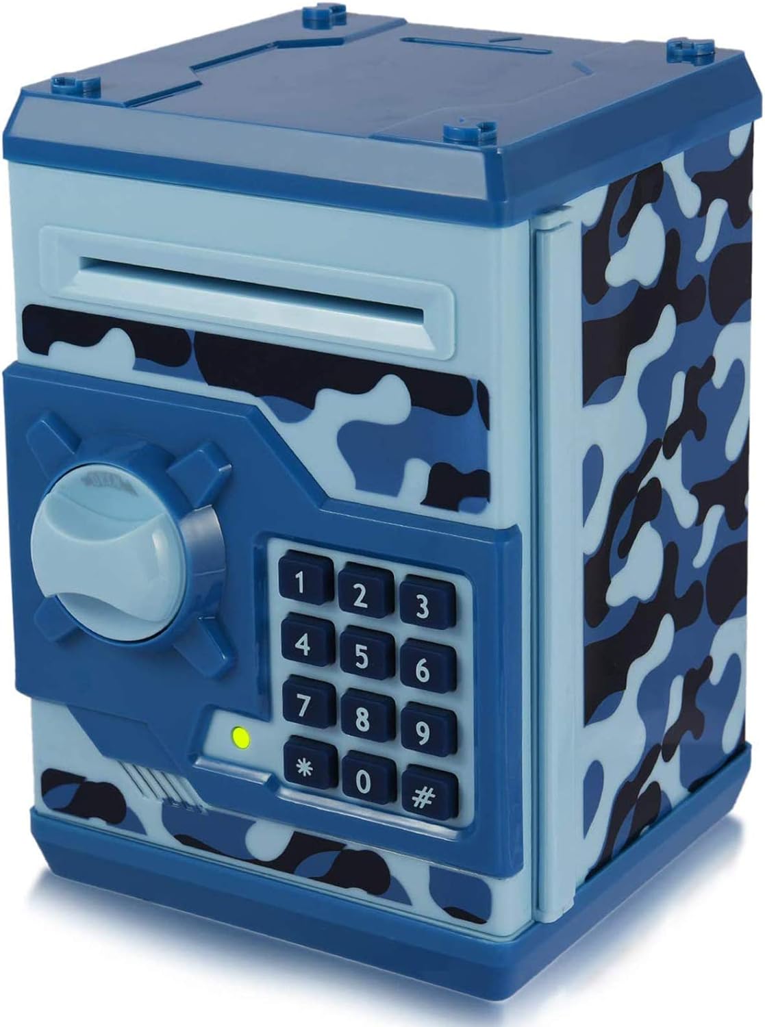 Kids Money Bank, Electronic Piggy Banks, Great Gift Toy for Kids Children, Auto Scroll Paper Money Saving Box Password Coin Bank,Perfect Toy Gifts for Boys Girls (Blue Camo)