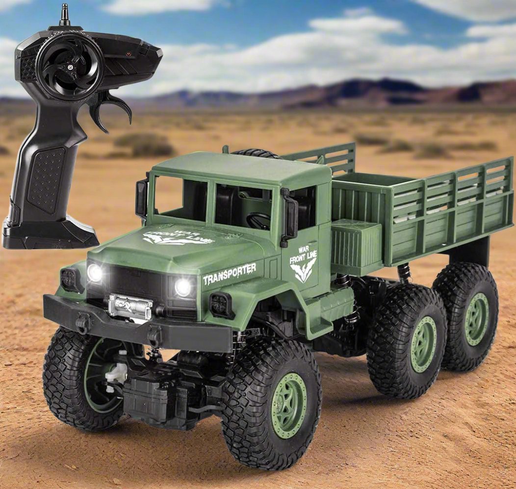 50 Minutes Playing Time RC Military Truck, 1:18 Scale Off-Road RC Vehicle, JJRC Q69 OffRroad Remote Control Car, 2.4GHz 4WD 1:18 Scale Toy Vehicle, RC Truck for Kids - Toyigo