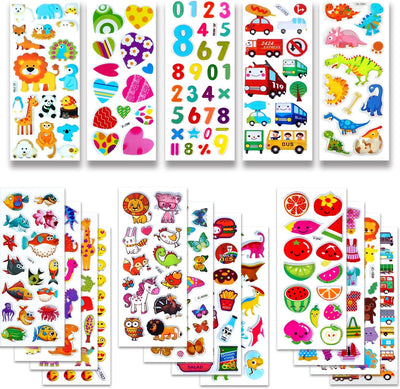 24 Sheets 500 + Stickers, Toddlers 2,3,4 Years Old, Teacher Reward Stickers, Potty Training Stickers Bulk with Dinosaur Animal Traffic, Sticker Book Included  for Kids