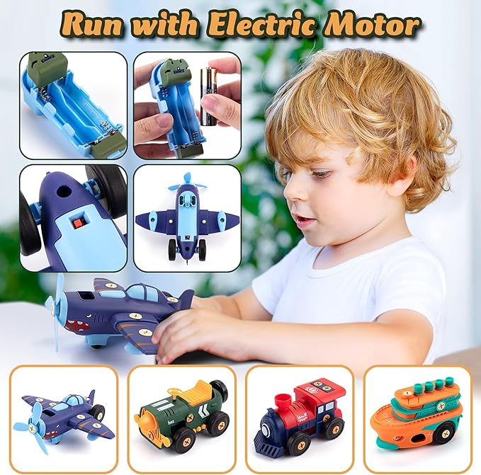 Take Apart Toys for 4 5 6 7 8 Year Old Boys Girls, with Engine & Electric Drill Tool, Kids Tool Set Play STEM Building Toys, Learning Construction Toys