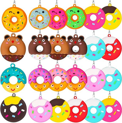 Donut Party Favors Sweet Donut Keychain Kids Key Chains for Backpacks Sweet Donut Theme Keychain Pendant for Kid Toy Ornament Souvenirs Gift Treat Goodie Bag Fillers