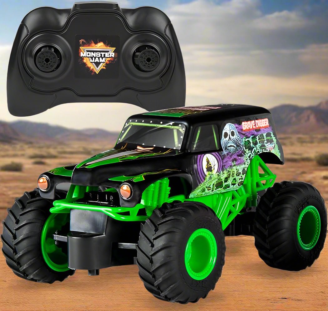 Remote Control Monster Truck, Monster Jam Official Grave Digger Remote Control Monster Truck, 1:24 Scale, 2.4 GHz For Kids - Toyigo