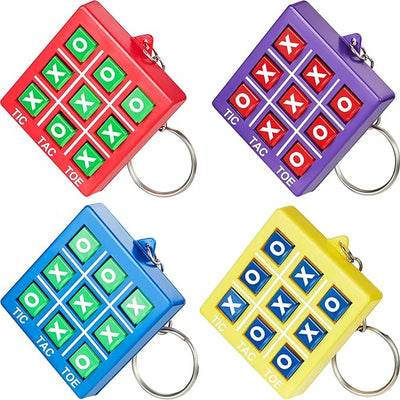 Tic Tac Toe Keychain Valentine's Day Durable Plastic Keyholders for Mini Backpack Clip Birthday Party for Boy Girl, Hearer, 16 Pieces Assorted Colors