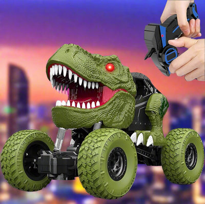 Remote Control Dinosaur Car, 2.4Ghz All Terrain Remote Control Dinosaur Truck with Light, Rechargeable 4WD Off Road RC Car Toys for Kids - Toyigo