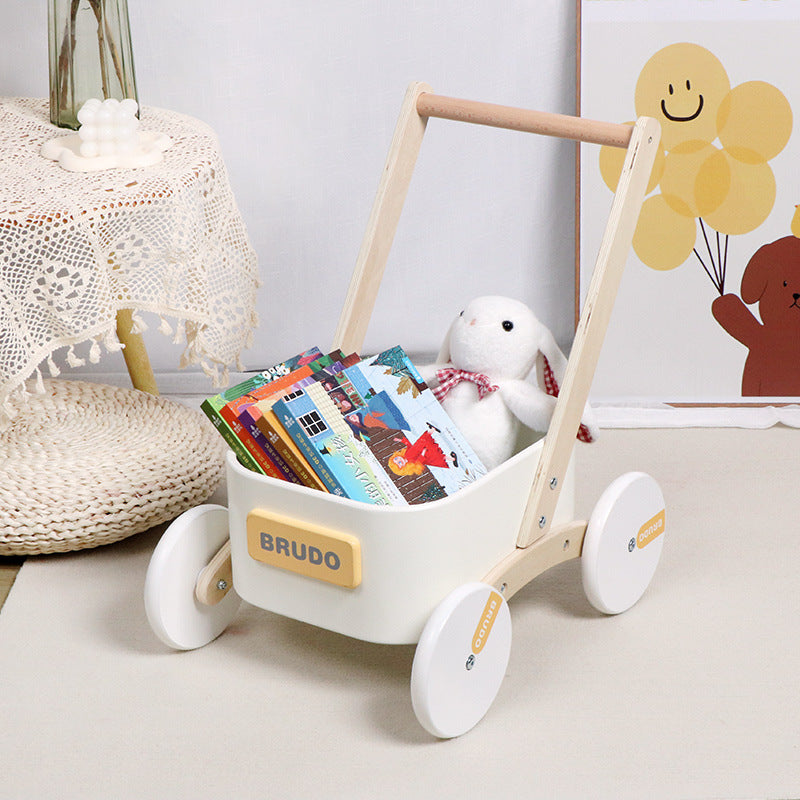 Multifunctional Wooden Walker & Storage Box - Building Blocks, Shopping Cart, and Play House Toy for Babies