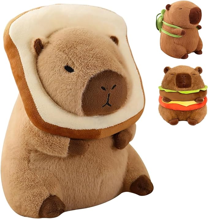 Cute Capybara Stuffed Animals, Wearable Toast Headset Capybara, Gifts for Kids, Bread Capybara, 12-inch Stuffed Animal