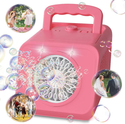 Dual Motors Bubble Machine, 30000+ Bubbles Per Minute Automatic Bubble Blower with 2 Independent Bubble Motors, Portable Bubble Maker with LED, Summer Toy for Outdoor, Parties, Birthdays, and Wedding