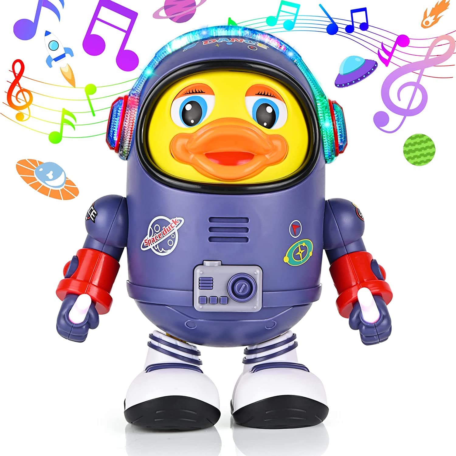 Baby Duck Toy, Musical Interactive Toy, Electric Toys, with Lights and Sounds,Dancing Robot with Space Elements Designed for Infants,Babies,Kids - Toyigo