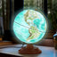 Illuminated Globe of the World, Wooden Stand, 8'' World Globe for Kids & Adults', Learning Built-in LED Night Light, Home Office Classroom Decor Geography Gifts